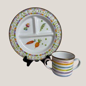 MacKenzie Childs Enamel Sectioned Round Plate & Cup